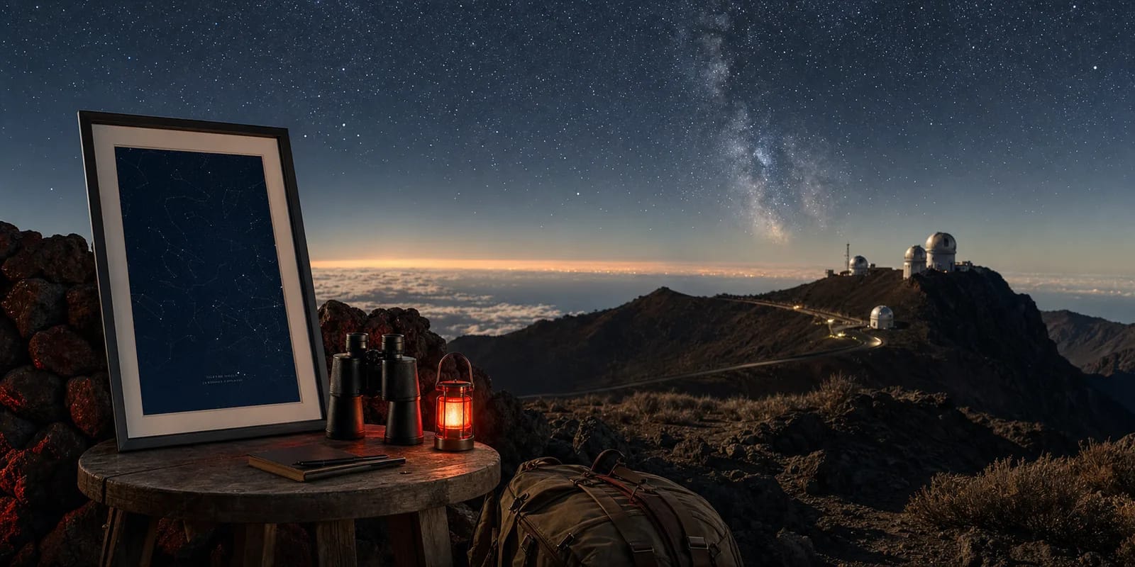 Sternenhimmel ueber einer spanischen Landschaft mit sichtbarer Milchstrasse