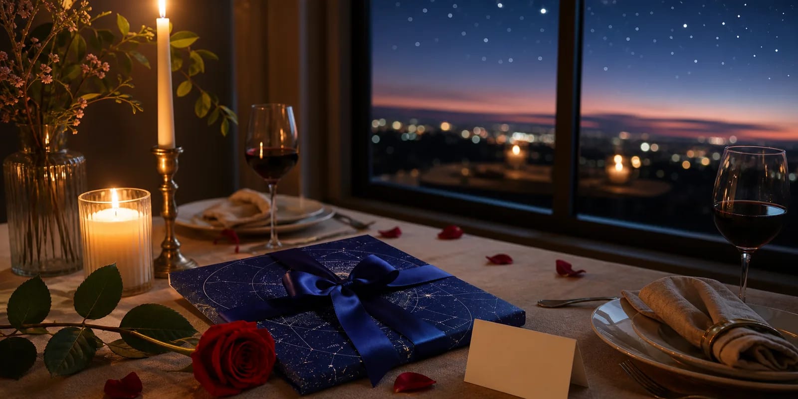 Ein Paar hält eine gerahmte Sternenkarte am Valentinstag