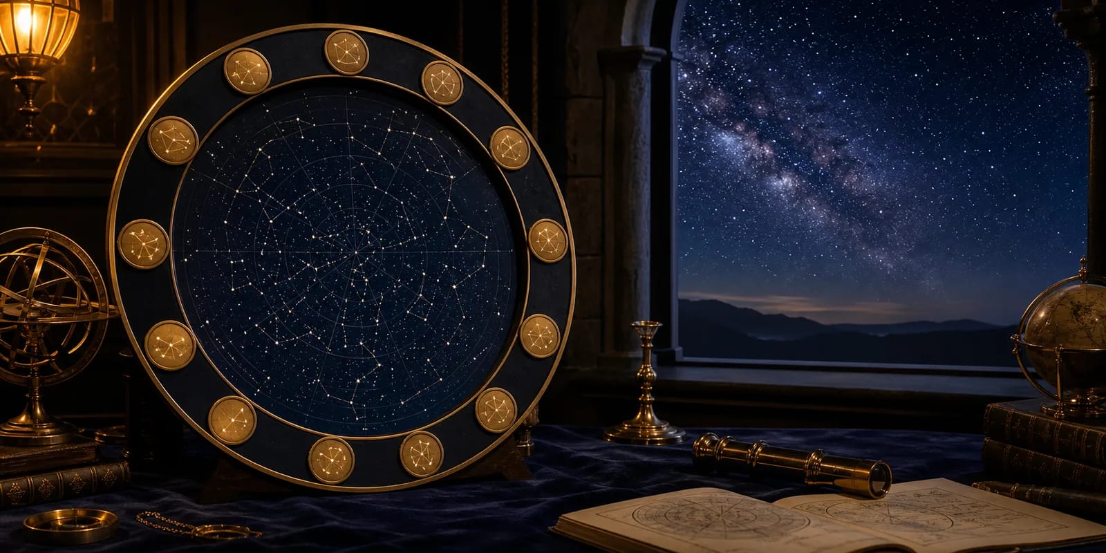 Le dodici costellazioni dello zodiaco nel cielo notturno