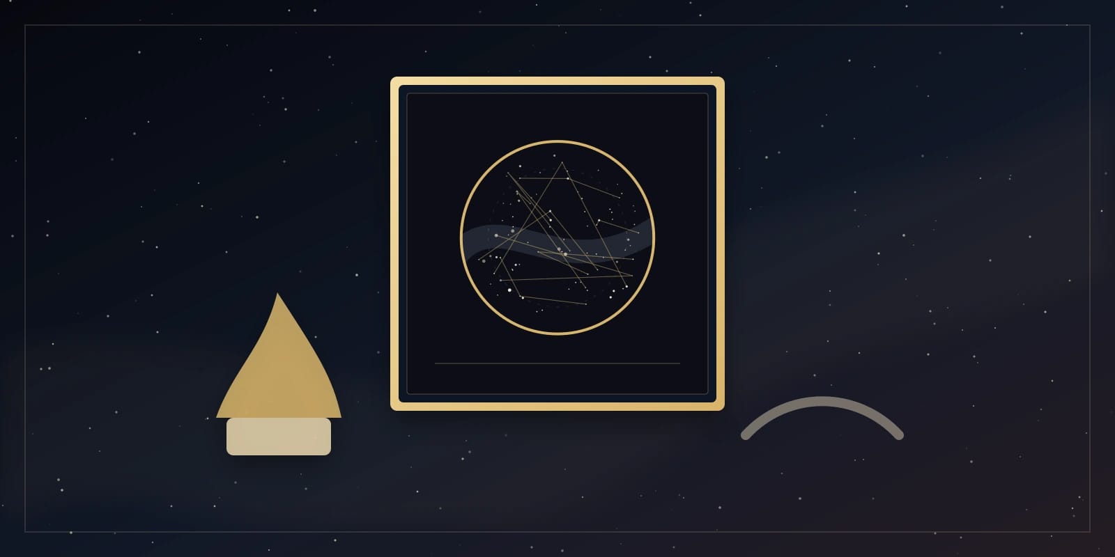 Un mapa estelar memorial enmarcado junto a velas y crisantemos para Todos los Santos