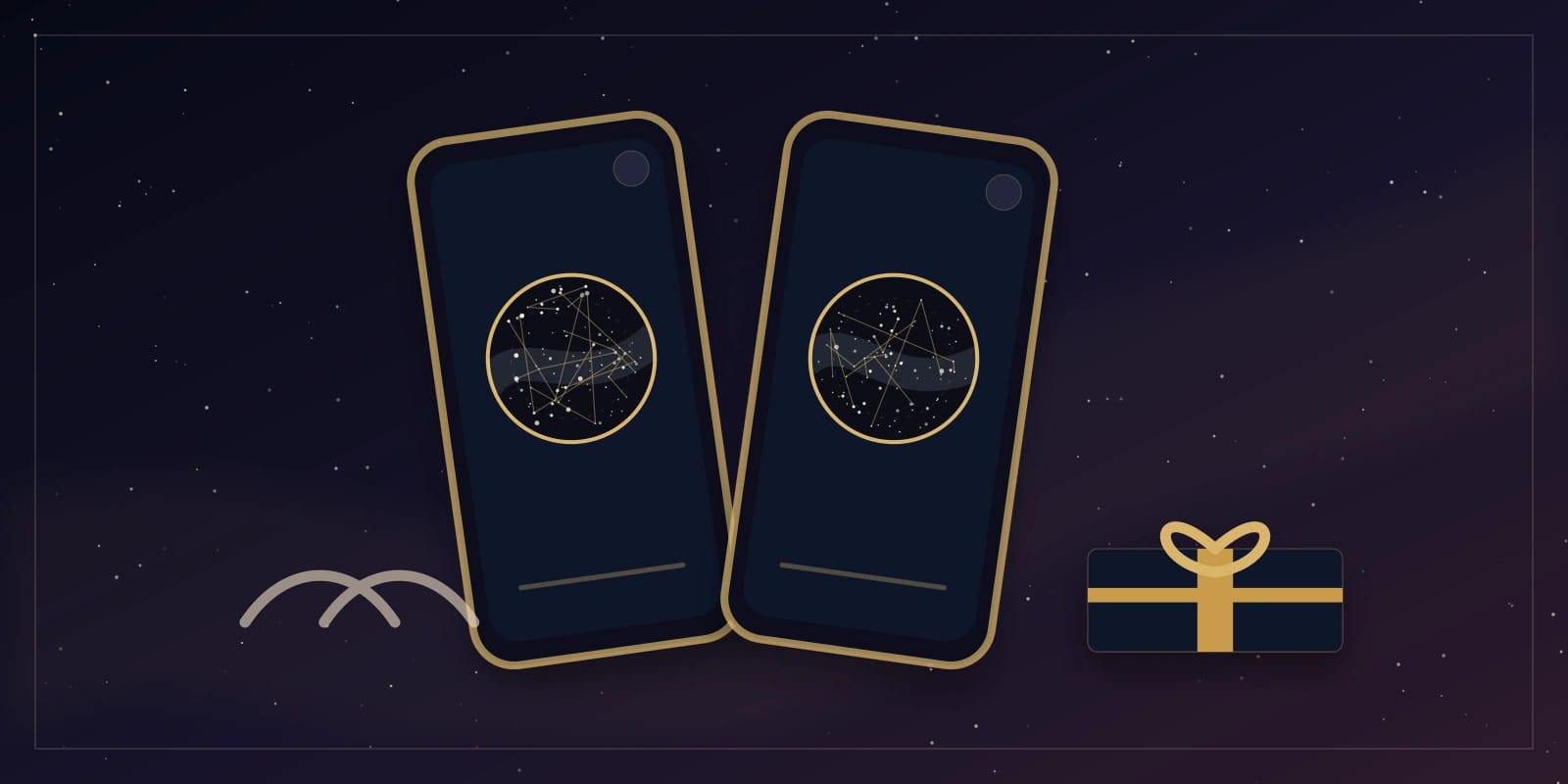 Un couple admirant deux coques iPhone personnalisées au ciel de leur anniversaire