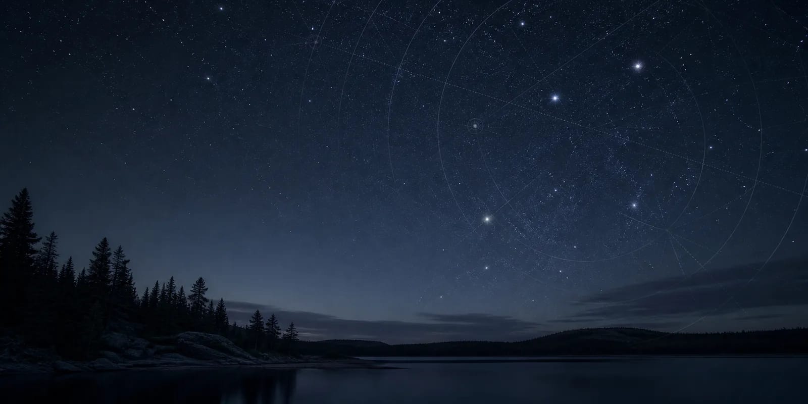 Estrellas sobre un paisaje nocturno para elegir una fecha especial