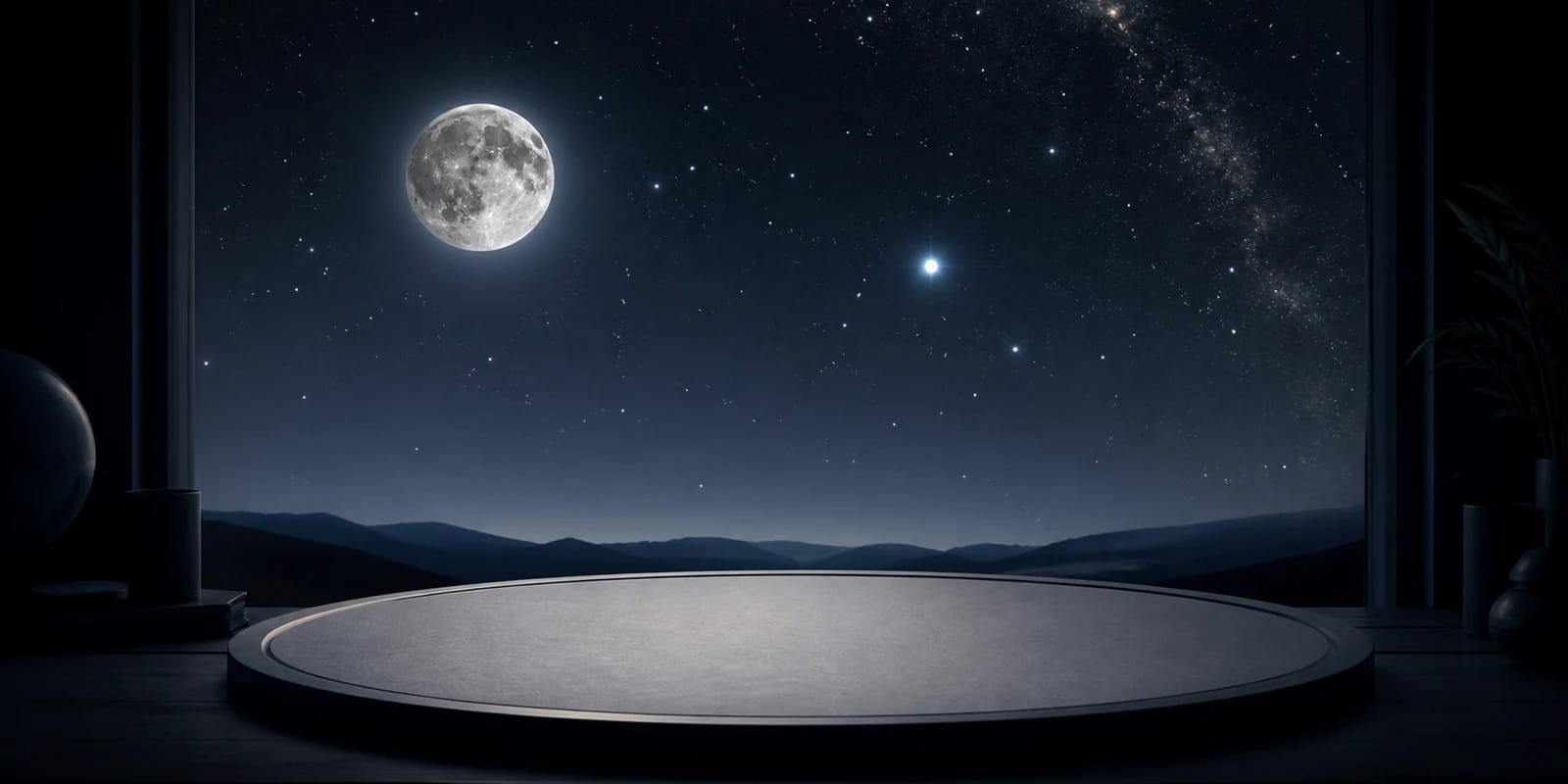 Moon and planets beside a chart of the fixed stars