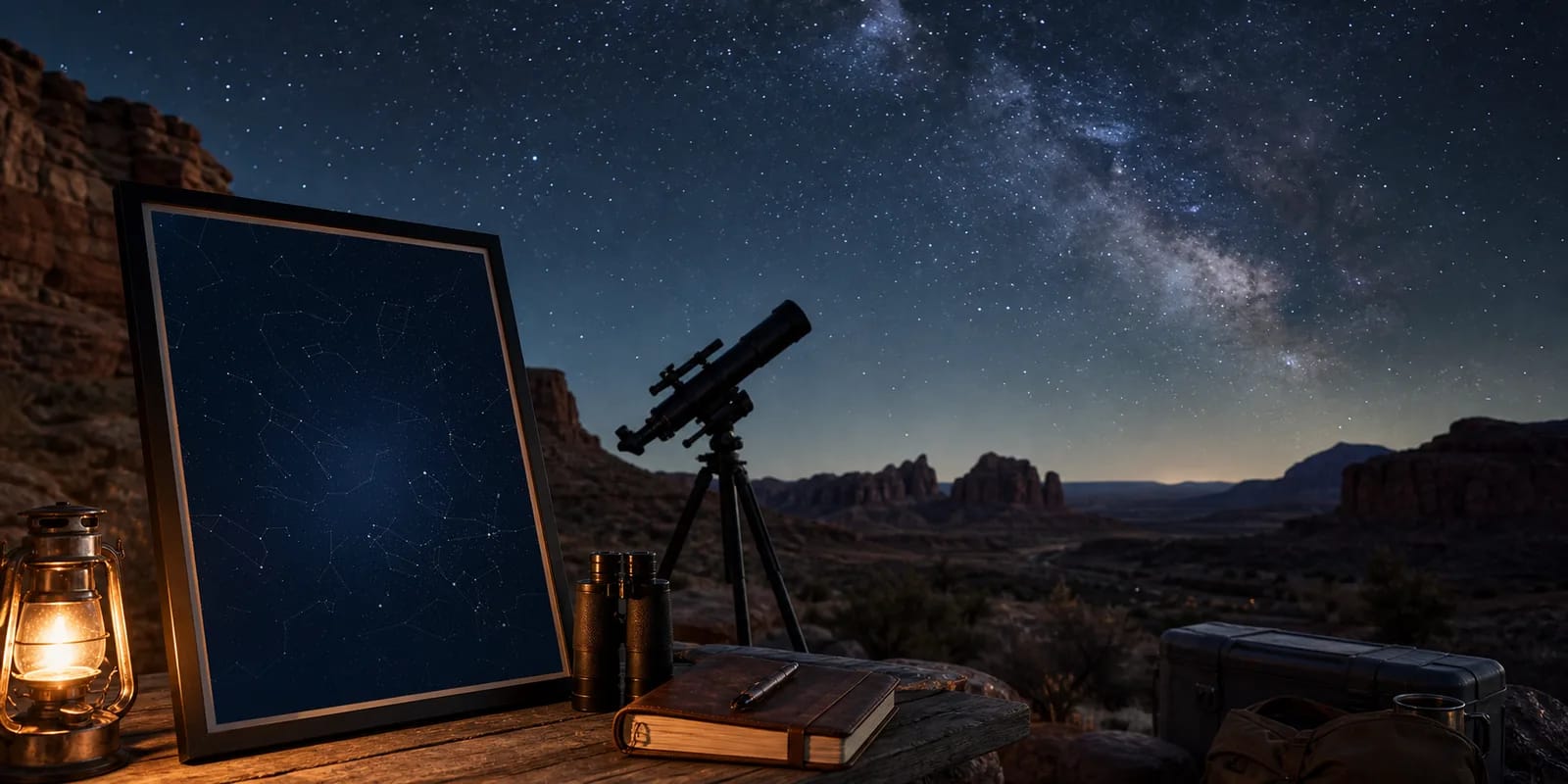 Sternenhimmel uber einer amerikanischen Wustenlandschaft mit sichtbarer Milchstrasse
