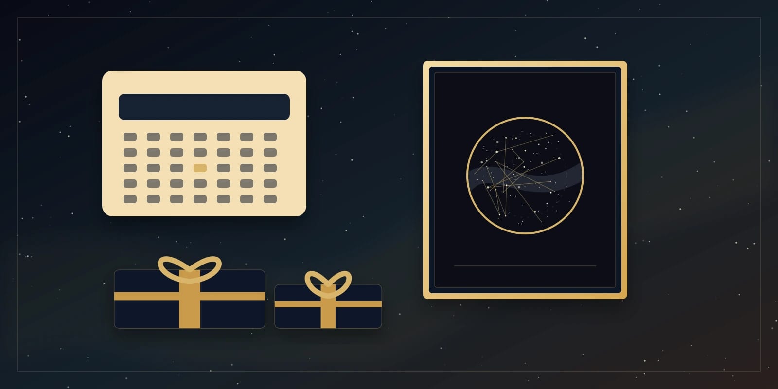 Mapa estelar enmarcado con inscripción personalizada visible bajo el círculo del cielo