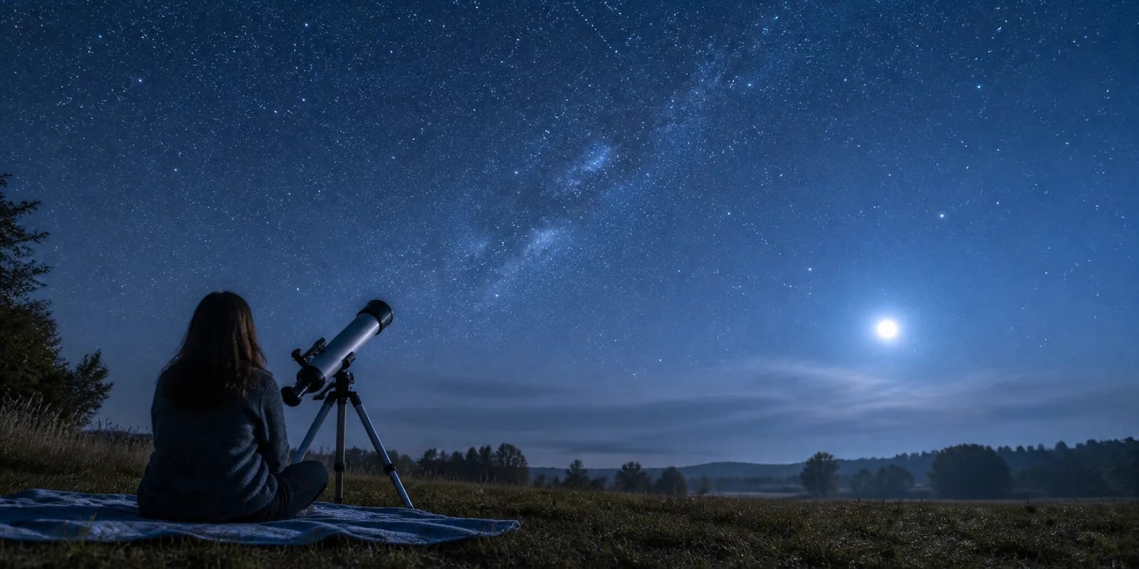 星空に向けられた望遠鏡