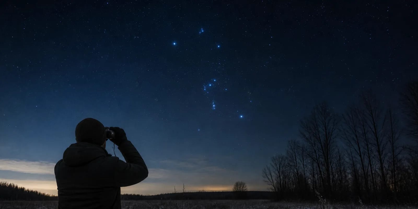冬の夜空に輝くオリオン座
