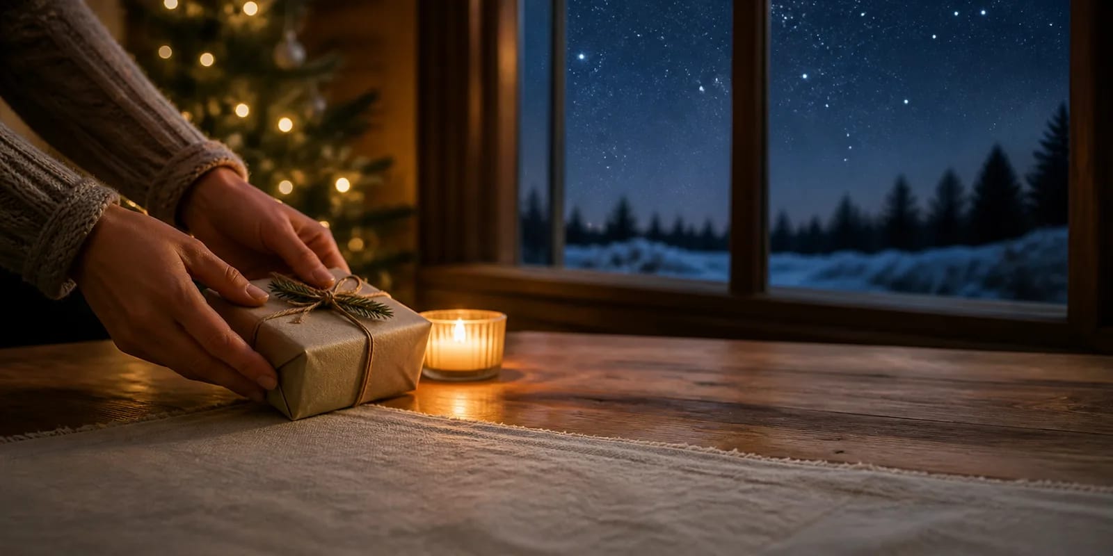 クリスマスツリーの下にラッピングされたスターマップ