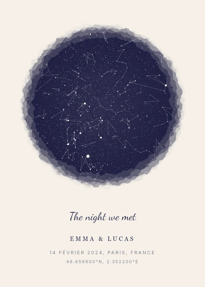 Aquarelle — carte du ciel personnalisée