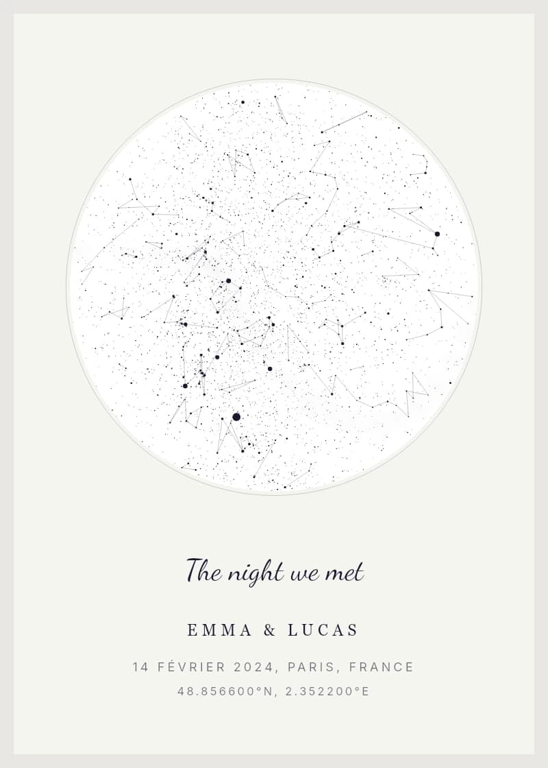 Minimaliste — carte du ciel personnalisée