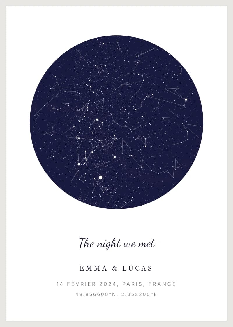 Marine & Blanc — carte du ciel personnalisée